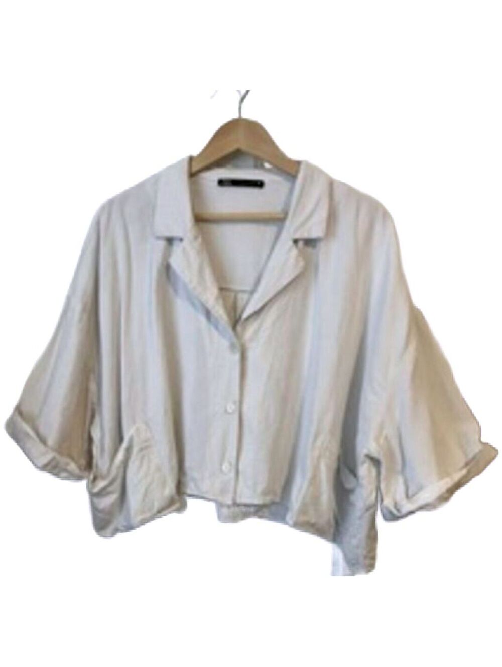 ZARA White Cropped Button-Up Shirt Jacket XXL Plus Size Loose Fit
